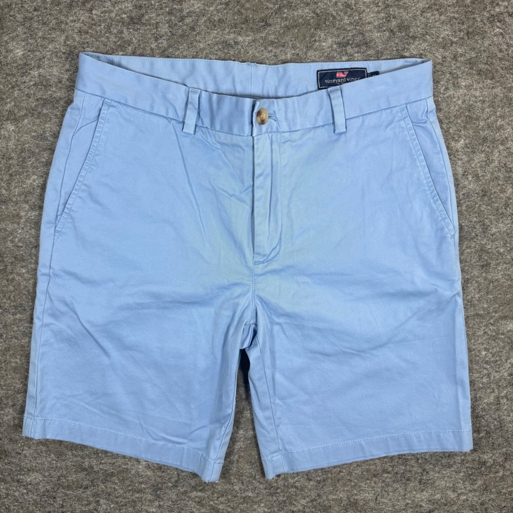 Vineyard Vines Breaker Shorts Mens 33 Light Blue Cotton Stretch Preppy Golf